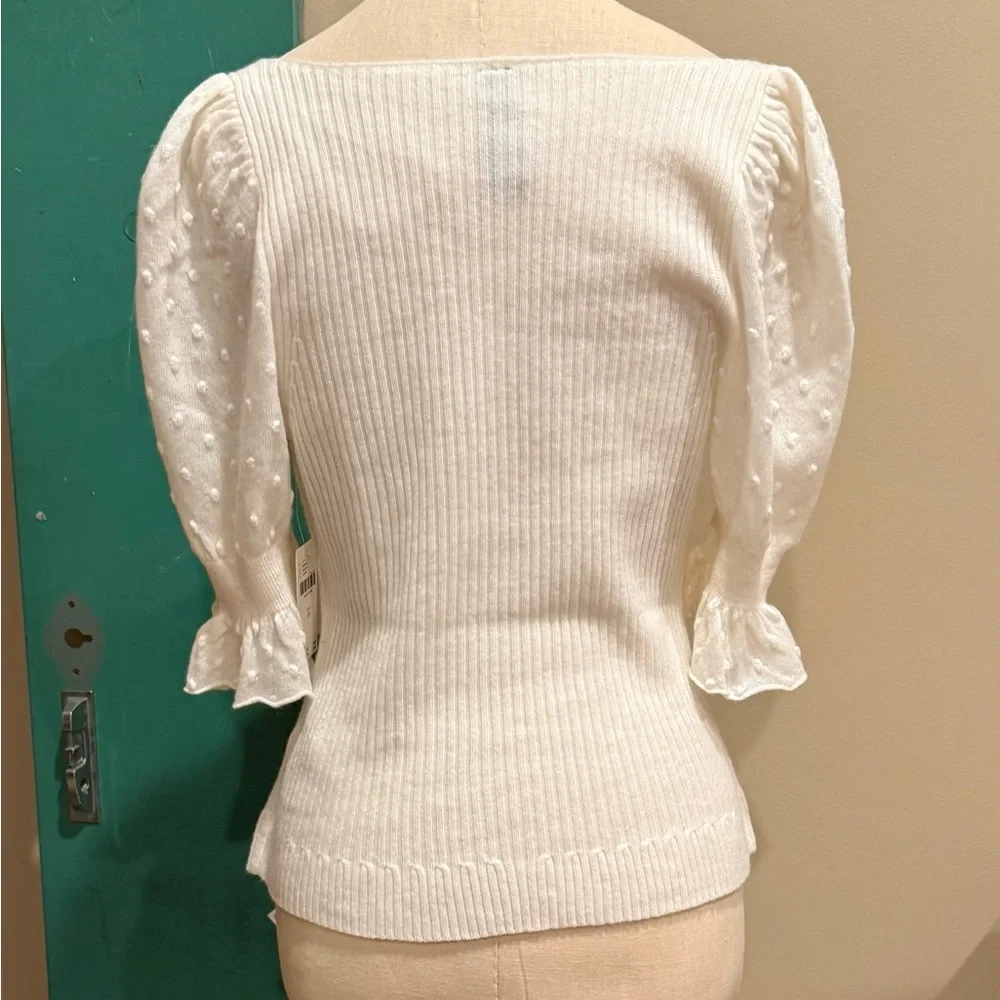 NWT Anthropologie Ruffle-Sleeve Wool Cashmere Knit Blouse - Picture 7 of 7